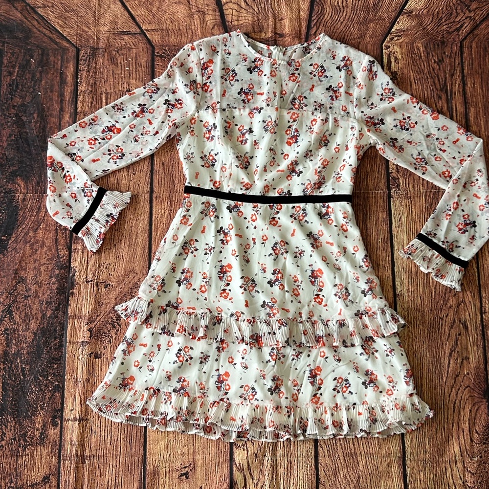 LuLus White Floral Print Long Sleeve Mini Dress Women’s Size Small‎ - Picture 15 of 15